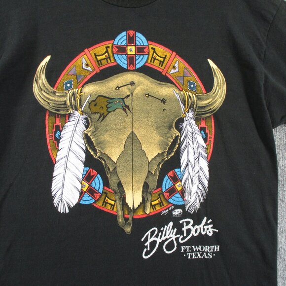 VINTAGE Western Shirt Mens L Black Skull Native Buffalo Single Stitch USA Made - Picture 2 of 15